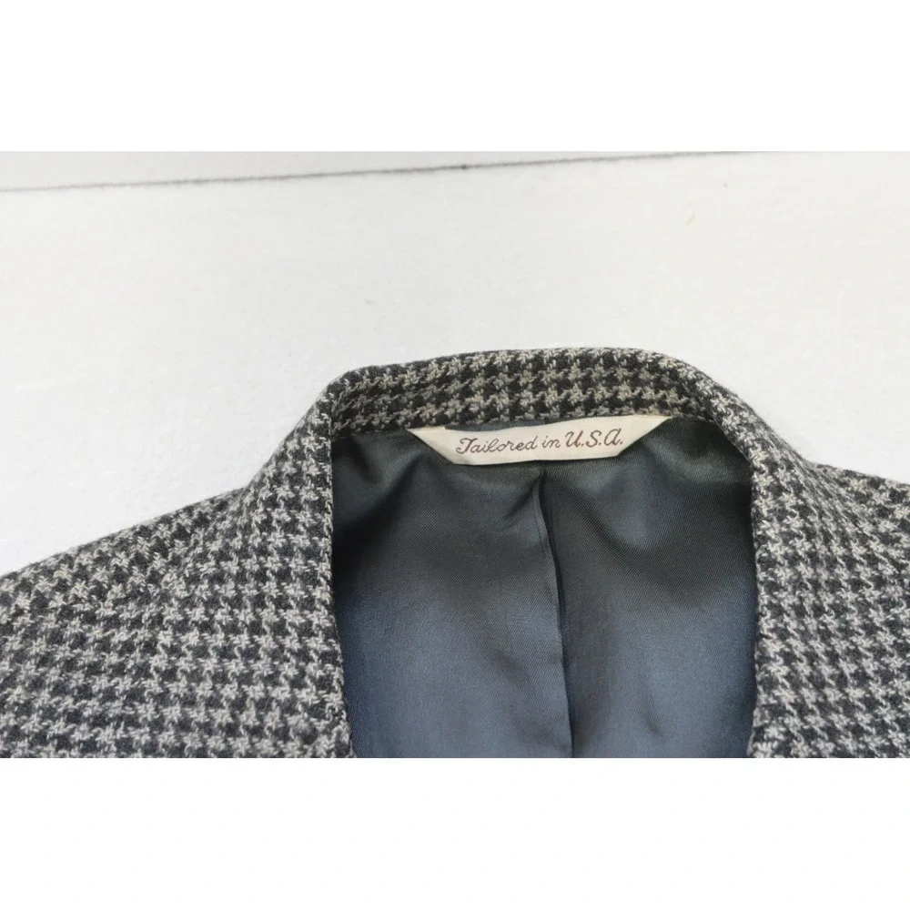 VTG Stafford Houndstooth Blazer Mens 48R‎ Elbow Patches 3-Button Excellent